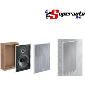 Indiana Line Tesi Q - Diffusori Altoparlanti da Incasso Parete 200 x 290 mm, Coppia con Griglia Metallica Bianca