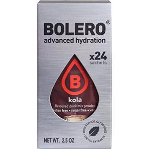 Bolero Drink 24 Bustine 3 gr grammi Sticks Frutta Preparato Polvere Solubile Per Bevanda Fresca in Acqua Prodotto, 72 grammi dolcificato alla stevia (Kola)
