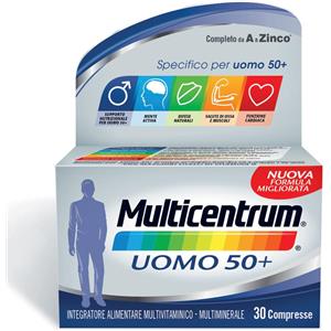 Multicentrum Uomo 50 - Integratore Multivitaminico e Multiminerale per Uomini Over 50 - 30 Compresse