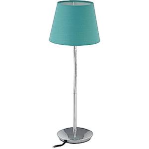 Relaxdays Lampada da Tavolo Vintage, Abat Jour da Comodino, Paralume in Stoffa, Base in Metallo, Attacco E14, Turchese