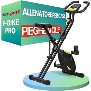 Ultrasport F-Bike Pro Cyclette da Casa Pieghevole I Cyclette Pieghevole da Casa fino a 150 KG con Sella Extra Confortevole e LCD Display, Cyclette da Camera Verde-Nero
