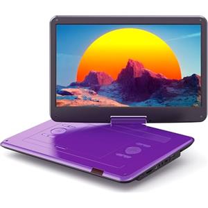 WOLFANG Lettore DVD portatile da 17,5" con display HD da 15,6", batteria da 5000 mAh, nessuna restrizione regionale, doppi altoparlanti stereo, supporto USB/SD/Sync-TV/proiettore, viola