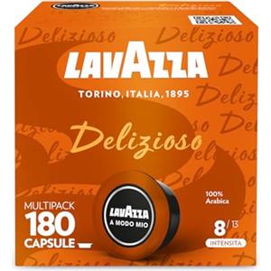 Lavazza A Modo Mio Espresso Delizioso, 180 Capsule Caffè, per un Espresso con Note Aromatiche di Fiori, 100% Arabica, Intensità 8/13, Tostatura Media, 5 Confezioni da 36 Capsule