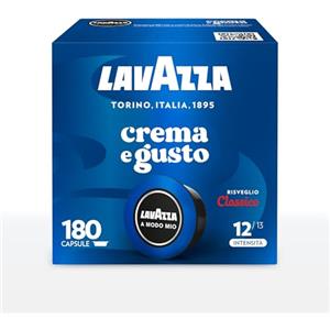 Lavazza, A Modo Mio Crema e Gusto Classico, 180 Capsule Caffè, per un Espresso con Note di Cioccolato e Frutta Secca, Arabica e Robusta, Intensità 12/13, Tostatura Media, 5 Confezioni da 36 Capsule