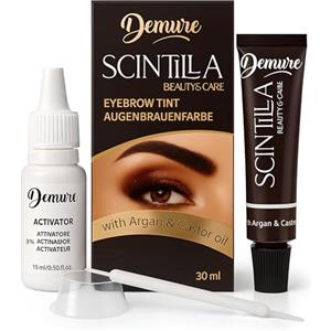 Demure Colore Sopracciglia, Colorante con Olio di Argan e di Ricino, Risultato Naturale e Duraturo Fino a 4 Settimane, Applicazione Rapida e Precisa (MARRONE SCURO 3.0)