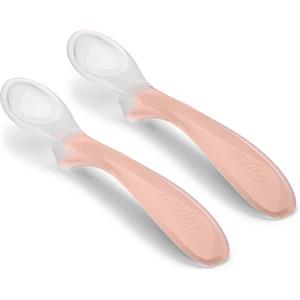 Nuvita Set di 2 Cucchiaini in Silicone 6M Colore English Rose - Delicati e Igienici