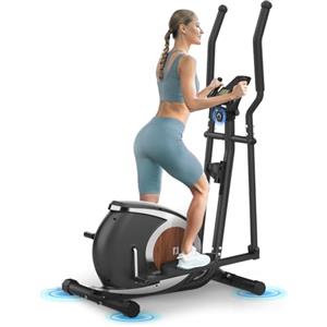 Neezee Ellittiche Magnetico, Macchina Ellittica Ultra-silenziosa Per La Casa Supporto Bluetooth Fitness APP, Con 16 Livelli di Resistenza Regolabile, Monitor LCD, Capacità di Carico 120KG