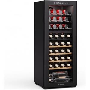 Klarstein Bovella 36 Duo+ - Cantinetta per Vini, 36 Bottiglie, Doppia Temperatura 5-18°C, Touch Control, LED, UV, A Libera Installazione