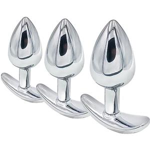 HCUDFN Plug anale in acciaio inossidabile con base a T, set di plug anali in metallo, dildo anale portatile, dilatatore anale, giocattolo sessuale for donne e uomini(S)