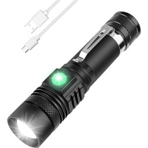 flintronic Torcia LED Ricaricabile, torcia due in uno, 4 modalità, 1pz | zoom, potente torcia a LED da 1500 lumen, adatta per casa, campeggio, escursionismo, emergenza (batteria inclusa)
