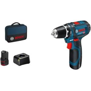 Bosch Avvitatore a batteria BOSCH PROFESSIONAL 12V GSR 12V-15, 2 x 2.0Ah + caricatore 1230, in una borsa