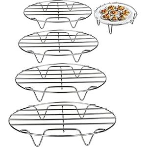 YBFBSJK Griglia Di Raffreddamento Rotonda 4 Pcs Cottura Raffreddamento Vapore Griglia Torta Rotonda Griglia Pentole Vapore Inserto Per La Cottura a Vapore Per Arrosti Di Carne Pesce Bbq Grill 16/18/20 / 22cm
