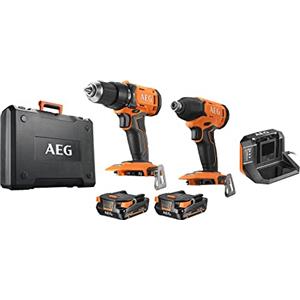 AEG JP18I2-202C Kit con Trapano a Percussione 18V, Avvitatore a Impulsi, 2 Batterie 2.0Ah, BL18S 18V Caricabatterie