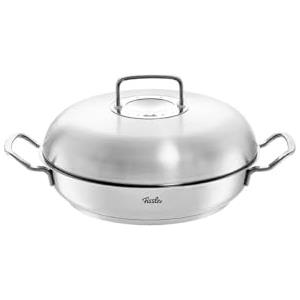 Fissler Original,Profi Collection Padella da portata in acciaio inox 3L, 28 cm, padella tonda con coperchio alto, bordo alto, senza rivestimento, per cottura a induzione