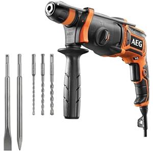 AEG - Sds-Plus 24 mm 800 Watt, 2,7 Joule, foratura in calcestruzzo 24 mm/legno 30 mm/metallo 13 mm, viene fornito con 3 punte e 2 scalpelli - KH24IXE Kit1