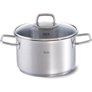 Fissler Viseo Pentola in acciaio inox 3.6 L, 20 cm, con coperchio in vetro, scala per misurazione interna, bordo per versare, pentola per cottura a induzione, risparmio energetico, anche a induzione