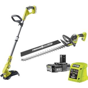 Ryobi RY18LT18HTA-120, Set Due Utensili a batteria 18V, Tagliabordi + Tagliasiepi + 1 Batteria al Litio 2.0Ah + Caricatore