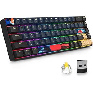 SOLIDEE tastiera meccanica RGB wireless 65%,tastiera Bluetooth 5.0/2.4Ghz/cablata,68 tasti retroilluminazione RGB,mechanical keyboard hot swappable con Gateron Yellow Switchs(68 Blue Samurai)