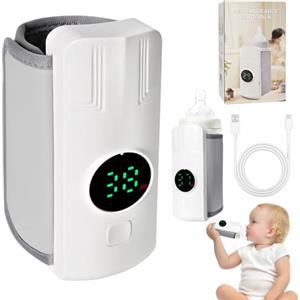 Monemey Scaldabiberon Portatile Senza Fili, 4000 mAh Scalda Biberon Neonato Portatile con Display a LED, 6 velocità regolabile e Supporta la ricarica USB, scaldabiberon per Viaggi, Aereo e Auto