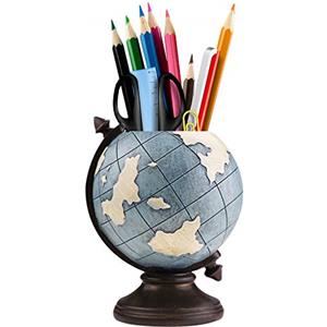 MUAMAX Portapenne vintage a forma di mappamondo, in stile retrò, organizer per tenere in ordine la scrivania, per casa, ufficio, idea regalo creativa