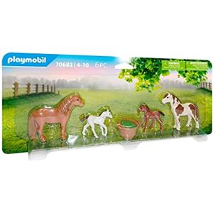 PLAYMOBIL 70682 - Famiglia di Pony con 2 Pony, 2 Puledri e Accessori per il Gioco