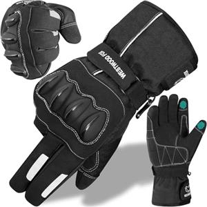 WESTWOOD FOX GEAR Guanti Moto, Guanti Impermeabili Invernali Termici Uomo Equitazione Antivento Scooter Motor Sport Touchscreen Estate Calda (Nero, S)