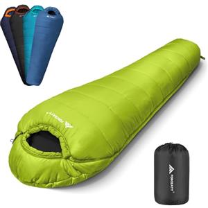 Forceatt Sacco a Pelo Mummia con Cappuccio,La Temperatura Applicabile è 0℃-20℃,3-4 Stagioni,Sacco a Pelo Compatto del Peso di 2Kg,Impermeabile e Antistrappo,Ldeale per Campeggio ed Escursioni