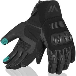 WESTWOOD FOX Guanti da moto per uomo e donna, invernali, impermeabili, termici, touchscreen, in pelle, per BMX, ATV, MTB, corse e attività all'aperto (2XL, Nero)