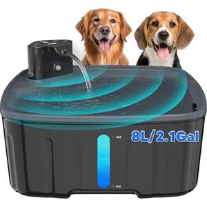 Kittyspout Fontanella per Cani Senza Fili, 8L Fontanella per Gatti e Cane Grosso con Sensore di Movimento, Batteria Ricaricabile Integrata da 4000mAh, con Pompa Silenziosa e Filtro Carbonio Attivo
