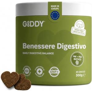GOODDY PETS Gooddy - Integratore Digestivo con Probiotici e Prebiotici per Cani. 85 Snack 300g - Vitamine B12 e B9, Glutammina e Zinco per Flora Intestinale Sana, Mucosa Intestinale e Sistema Immunitario Forte