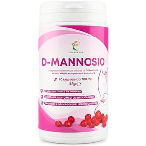 FloTree Lab® D Mannosio Cistite con Cranberry (Mirtillo Rosso), Pompelmo e Vitamina C, Dmannosio Puro 2000 mg, Integratore Vie Urinarie Donna Uomo Naturale, 40 Capsule