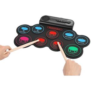DEMANN GMBH Tamburo elettronico per principianti, tamburo elettronico per bambini, pieghevole, portatile, entry-level, batteria elettronica (9 dischi)