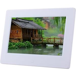 YPAPBHT Cornice fotografica digitale HD da 7 pollici, schermo HD 1024 * 600, album fotografico digitale multifunzionale, supporta la riproduzione di più formati, bianco/nero.(White)