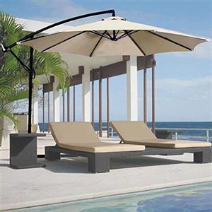 BAKAJI Ombrellone da Giardino Decentrato 3x3 Mt Palo Alluminio Chiusura a Manovella Base a Croce Sistema Air Vent Arredamento Esterno Gazebo Piscina Giardino Terrazzo Ambienti Esterni (Ecrù)