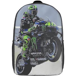 XJmoney Zaino da scuola per studenti 3D Moto Gp Racing da 17 pollici Zaino casual per bambini Zaino per bambini Zaino per escursionismo Sport all'aria aperta Borsa da viaggio per laptop