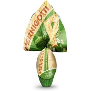 Pernigotti Uovo di Pasqua 2026 Cioccolato Bianco con Granella di Pistacchi, con Pistacchi Tostati, Senza Glutine, con Sorpresa UNOARGENTO Made in Italy, 240g