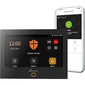 NIVIAN Sistema di Allarme Casa WiFi + GSM 4G con Schermo Touch - Kit Antifurto Wireless per Casa e Ufficio, App Tuya, Notifiche SMS e Chiamate, Sirena e Sensori