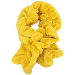 QUEEN HELENA Sciarpa Calda Scollo Morbida Invernale con Pelo Peluche Girocollo Pelosa Donna SC01 (Giallo)