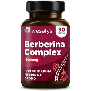 WESALYS Berberina 1000mg - Integratore Vegetale con Silimarina, Piperina e Cromo per Glicemia e Benessere Cardiovascolare - 90 Capsule Made in Italy