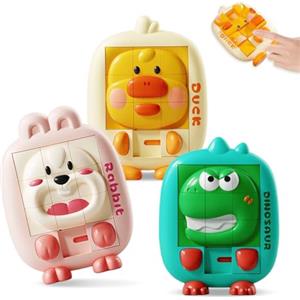 Vunanvu 3 Pezzi Puzzle Scorrevoli 3D Rompicapo Scorrevole con Animali Puzzle Giocattolo Educativo Giochi di Puzzle Interattivi Giocattolo Educativo per Feste, Regalo, Premi in Classe