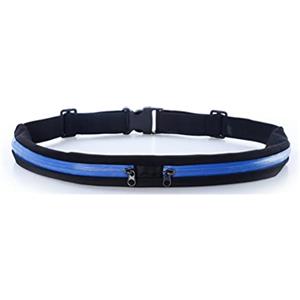 GUTEINTE Marsupio Running, Marsupio Sportivo con 2 Tasche, Porta Cellulare, Smartphone, Cuffie, Chiavi, Soldi, Cintura Regolabile per Fitness, Campeggio, Ciclismo, Jogging, Viaggi (Blu)