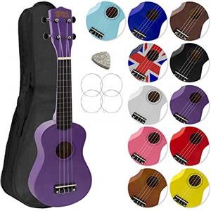 Mad About SU8-PU Ukulele soprano in viola con custodia morbida, plettro e corde di ricambio, Ora dotato di corde in carbonio nere che offrono un suono più brillante
