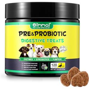 PLOBRT Probiotici per Cani - Probiotici per Cani per la Salute Intestinale e la Digestione, Tutte le età e Razze, 120 Masticativi Probiotici, Gusto Anatra