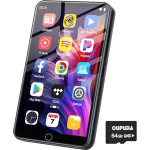 Diofox Lettore MP3 da 80 GB con Bluetooth e WLAN, lettore MP3 da 4 pollici con Spotify, lettore MP4 Android con altoparlante, lettore musicale digitale, Amazon Music, Deezer, Audible, radio FM, e-book (nero)