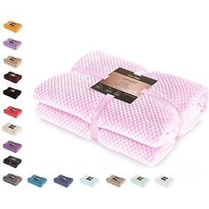 DecoKing Coperta Plaid Pile 70x150 cm per Letto Singolo Calda Accogliente e Spessa in Morbido Velluto Stile Scandinavo Per Letto Divano Sedia Tutte le Stagioni Rosa Polvere Henry