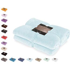 DecoKing Coperta Plaid Pile 70x150 cm per Letto Singolo Calda Accogliente e Spessa in Morbido Velluto Stile Scandinavo Per Letto Divano Sedia Tutte le Stagioni Azzurro Henry