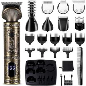 Surker Regolabarba uomo Rasoio Elettrico Barba Capelli Corpo Macchinetta per Barba Beard Trimmer Clipper Kit T-Blade Rasoio per Capelli 7 in 1