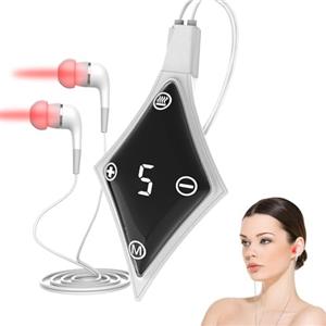 KTS Tappi per le orecchie a infrarossi in acufene, tinnito, luce rossa per sollievo da acufene, dispositivo portatile 650 nm luce rossa tinnito, 5 livelli di forza e funzione di blocco dello schermo, con