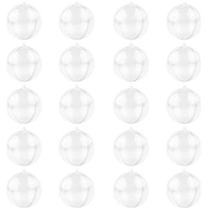MIKAILE 20 Pezzi Palline di Natale Trasparenti 6cm, Plastica Palle di Natale Riempibile, Palline Natalizie Apribili per Albero di Natale