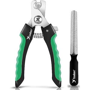 Candure Tagliaunghie Cane e Gatto con Guardia per Protezione Cani - Acciaio Inossidabile Tagliaunghie Gatto Professionale per Veterinaria e Uso Personale (Verde, Medio a Piccolo)